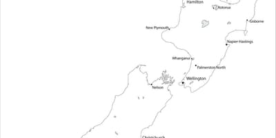 Шинэ зеландын газрын зураг нь хот, суурин