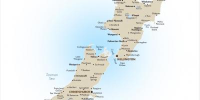 Газрын зураг нь шинэ зеландын томоохон хотууд